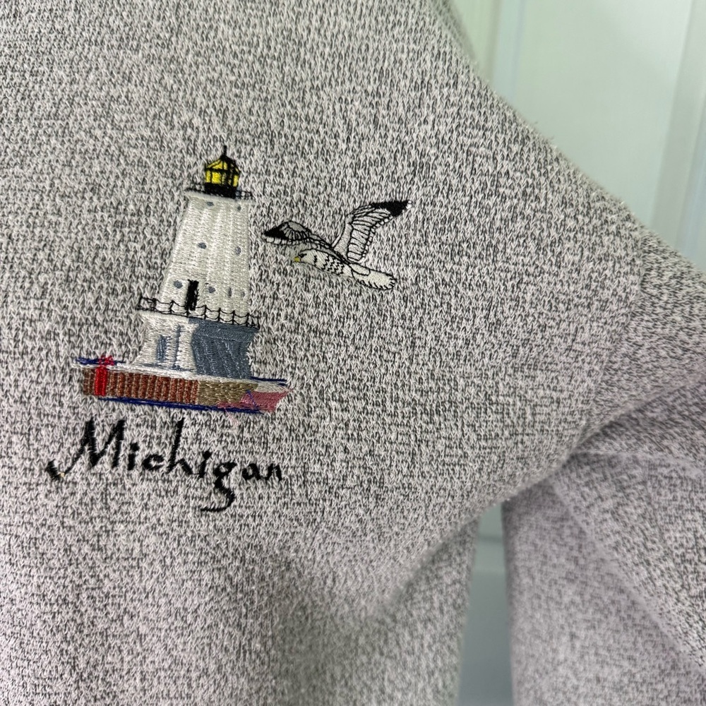 Michigan Gray‎ Women's Zip Jacket lighthouse embroidery size large